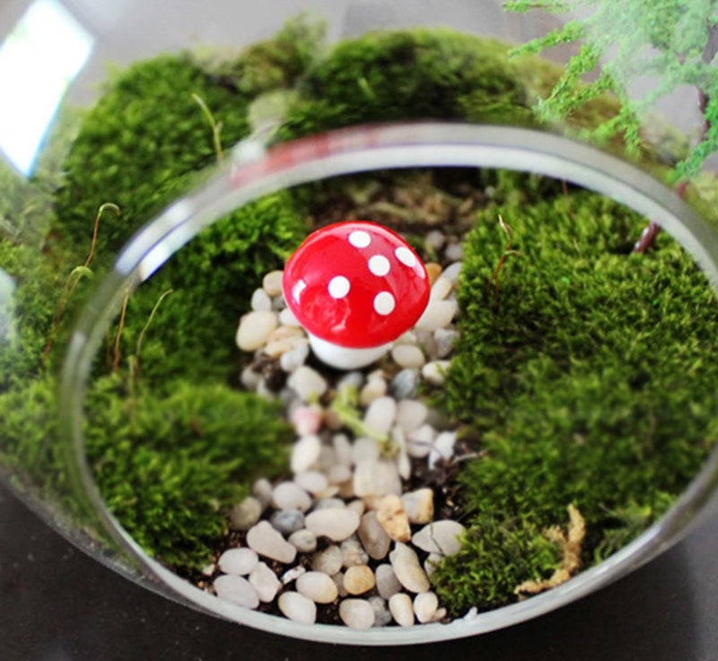 yueton Pack of 100 Mini Foam Mushroom for Garden Ornament Flower Pots Bonsai Micro Landscape Decor (Red) - Image 4